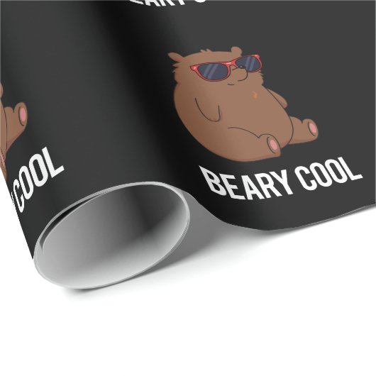 Beary Cool Funny Brown Bär Puff Dark BG Geschenkpapier (Rolleneckpunkt)