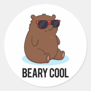Beary Cool Funny Brown Bären Puff Runder Aufkleber
