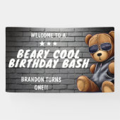 Beary Cool Hip Hop Teddy Bär Erste Geburtstagspart Banner (Horizontal)