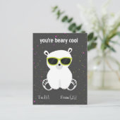 Beary Cool Polar Bear Sonnenbrille Kids Valentine Postkarte (Stehend Vorderseite)