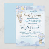 Beary Cute Blue Teddy Bear Baby Shower Invitation Einladung (Vorne/Hinten)