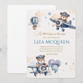 Beary Cute Pilot baby shower invitation Einladung (Vorne/Hinten)