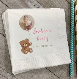 Beary Erster Geburtstag Teddybär Foto Party Serviette