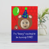 Beary Exceptions Foto Geburtstagsparty Einladung (Stehend Vorderseite)