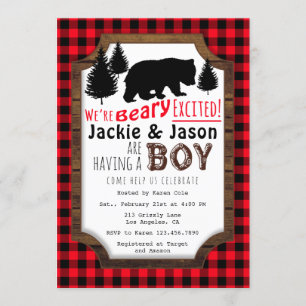 Beary Excise Woodsy Baby Shower Einladung