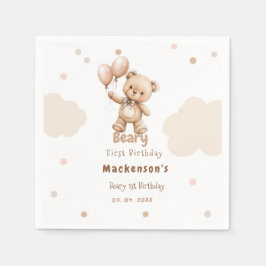 Beary First Ballon Junge 1. Geburtstag Teddybär Serviette