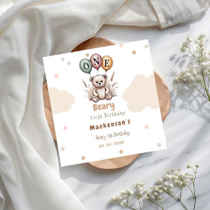 Beary First Ballon Junge 1. Geburtstag Teddybär Serviette