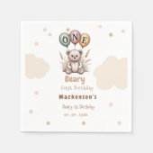 Beary First Balloon Boy 1st Birthday Teddy Bear Serviette (Vorderseite)