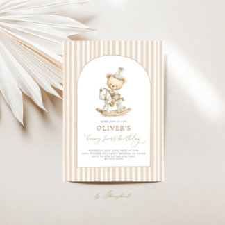 Beary First Birthday Boy Einladung