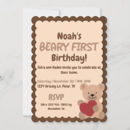 Beary First Birthday Einladung