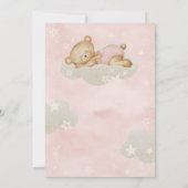 Beary First Birthday Einladung mit rosa Ballons (Rückseite)