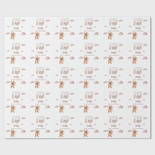 Beary First Birthday Geschenkpapier (Flach)
