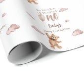 Beary First Birthday Geschenkpapier (Rolleneckpunkt)
