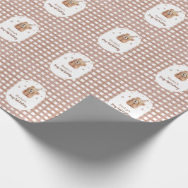 Beary First Birthday Gingham Geschenkpapier