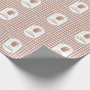 Beary First Birthday Gingham Geschenkpapier