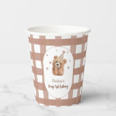 Beary First Birthday Gingham Pappbecher (Rückseite)