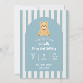 Beary First Birthday Invitation Einladung