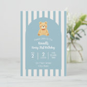 Beary First Birthday Invitation Einladung (Stehend Vorderseite)