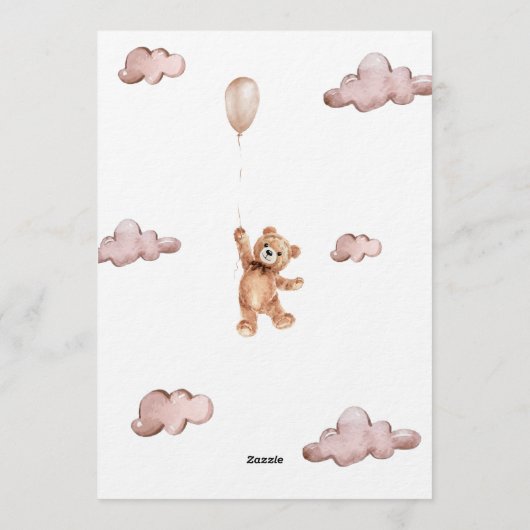 Beary First Birthday Invitation Einladung (Rückseite)