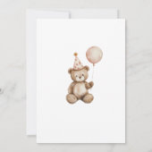 Beary First Birthday Invitation Gingham Editable Einladung (Rückseite)