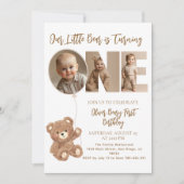 Beary First Birthday Little Bear Foto Einladung (Vorderseite)