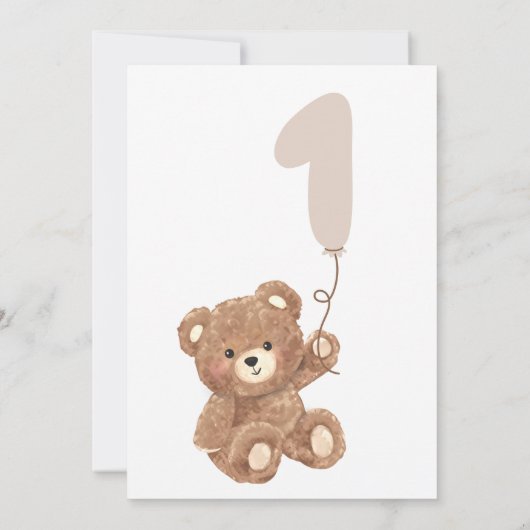 Beary First Birthday Little Bear Foto Einladung (Rückseite)