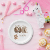 Beary First Birthday Little Bear Foto Pappteller (Party)