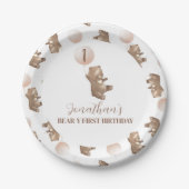 Beary First Birthday Paper Plate Pappteller (Vorderseite)