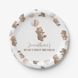 Beary First Birthday Paper Plate Pappteller