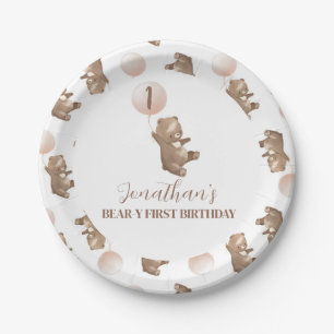 Beary First Birthday Paper Plate Pappteller