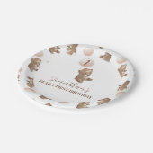 Beary First Birthday Paper Plate Pappteller (Schrägansicht)