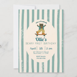 Beary First Birthday Party Invitation Einladung