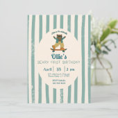 Beary First Birthday Party Invitation Einladung (Stehend Vorderseite)