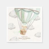 Beary First Birthday Teddy Bear Hot Air Ballon Serviette (Vorderseite)