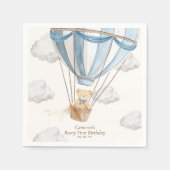 Beary First Birthday Teddy Bear Hot Air Ballon Serviette (Vorderseite)