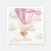 Beary First Birthday Teddy Bear Hot Air Ballon Serviette (Vorderseite)