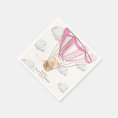 Beary First Birthday Teddy Bear Hot Air Ballon Serviette (Ecke)