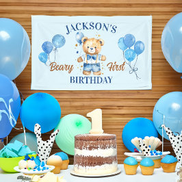 Beary first happy Geburtstag niedlich Teddy Blue B Banner