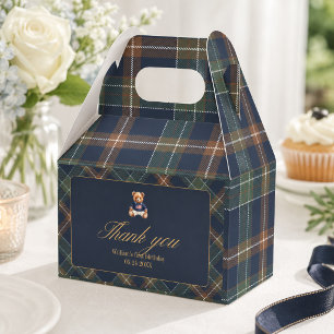 Beary First Navy Karo Teddybär Jungen Geburtstag Geschenkschachtel