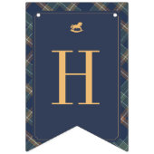 Beary First Navy Plaid Teddy Bear Happy Birthday Wimpelkette (Zweite Fahne)