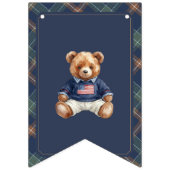 Beary First Navy Plaid Teddy Bear Happy Birthday Wimpelkette (Erste Fahne)