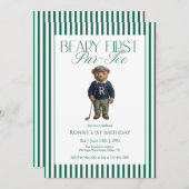 Beary First Par-Tee Golf 1st Birthday Einladung (Vorne/Hinten)