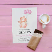 Beary First Pink Balloon 1. Geburtstag Teddy Einladung