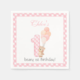 Beary First Pink Teddy Bear Geburtstagsparty Serviette