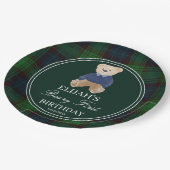 Beary first tedbear green kariert Geburtstagsparty Pappteller (Schrägansicht)