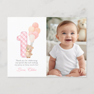 Beary First Teddy Bear Birthday Party Danke Postkarte