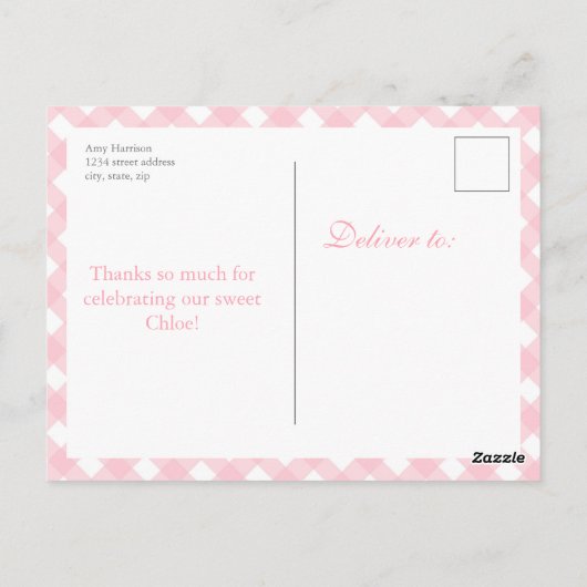 Beary First Teddy Bear Birthday Party Danke Postkarte (Rückseite)