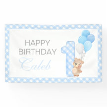 Beary First Teddy Bear Blue Gingham Birthday Party