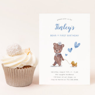 Beary First Teddy Bear Boy Birthday Part Einladung
