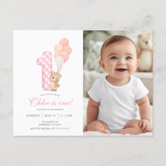 Beary First Teddy Bear Geburtstag Foto Einladung Postkarte